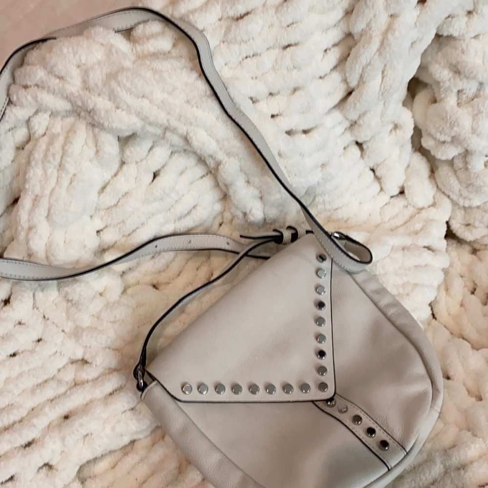 White leather studded purse